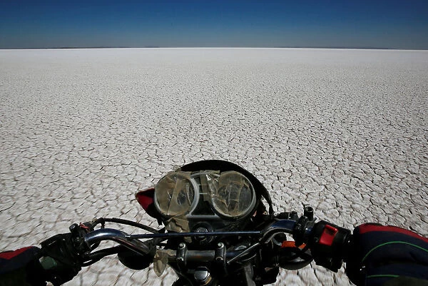 A view of dried lake Poopo affected by climate change, in the Oruro Department