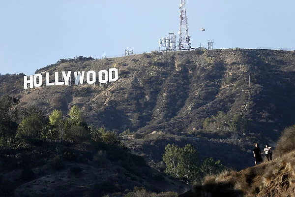 A view of the Hollywood sign from Bronson Canyon park in Hollywood