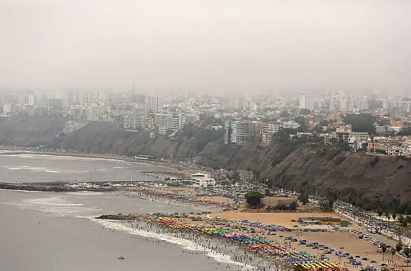 A view of Lima is seen from the top of Morro Solar hill in Limas district of Chorrillos