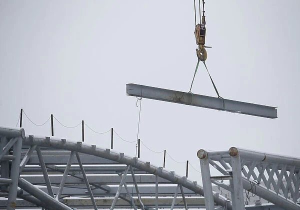 A view shows the steel carcass of a shopping mall under construction in Kiev