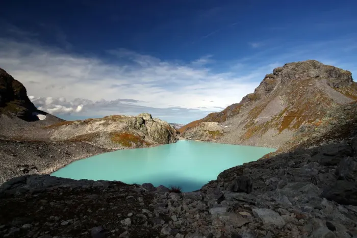Framed Print : The Wildsee lake is pictured in the Swiss Alps above Bad Ragaz in Mels