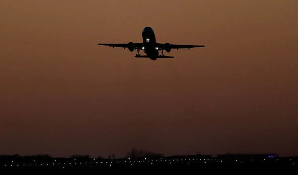 A Wizz Air passenger plane takes off from London Luton Airport, Luton