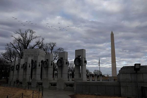 WWII Memorial and Washington Monument are seen in Washington