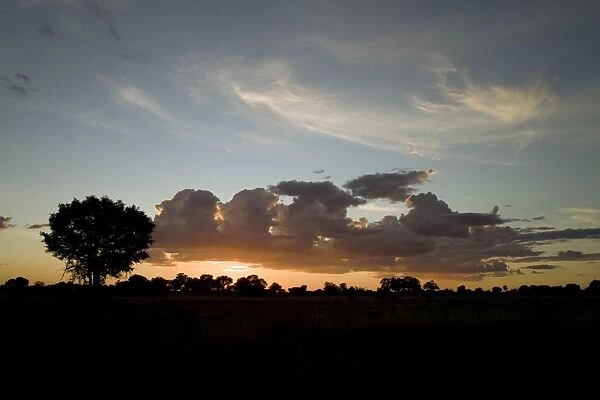 Setting sun near Kwara, Okavango Delta, Botswana