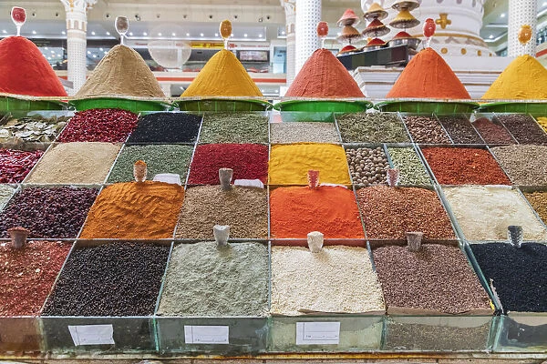 Dushanbe, Tajikistan. Spices for sale at the Mehrgon Market in Dushanbe