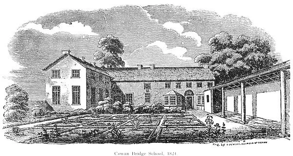 BRONT├ï: BOARDING SCHOOL. The clergy daughters boarding school attended by the Bront├½ sisters, the original of the Lowood School in Jane Eyre. Wood engraving, 19th century