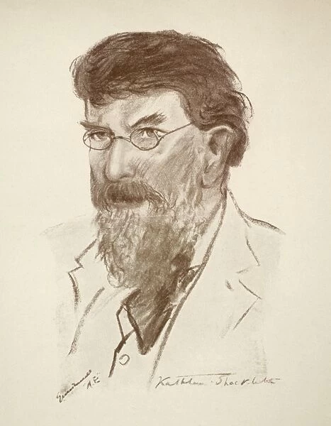 GEORGE WILLIAM RUSSELL (1867-1935). AE. Irish writer. Drawing, c1925, by Kathleen Shackleton