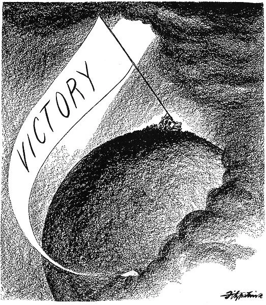 Journeys End. American cartoon by D. R. Fitzpatrick, 15 August 1945, on the Japanese surrender the previous day and consequent end of World War II