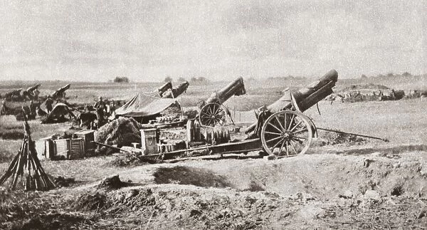 WORLD WAR I: ARTILLERY. American battery of 155mm cannons near Soissons in July 1918