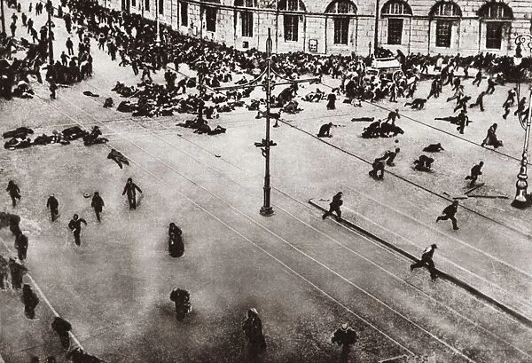 WORLD WAR I: PETROGRAD. Scores of people were killed and wounded when shots were