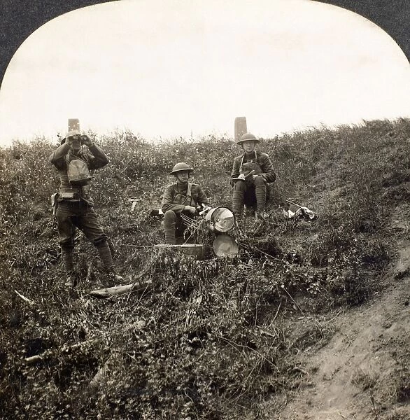 WORLD WAR I: SIGNAL CORPS. U. S. Signal Lamp Station at the front in France. Stereograph