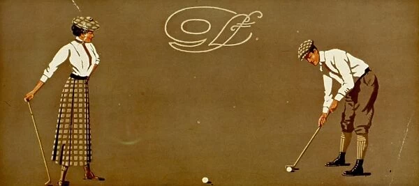 Man and woman in golfing scene