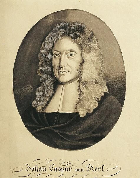 Austria, engraved portrait of German composer and organist, Johann Caspar von Kerll