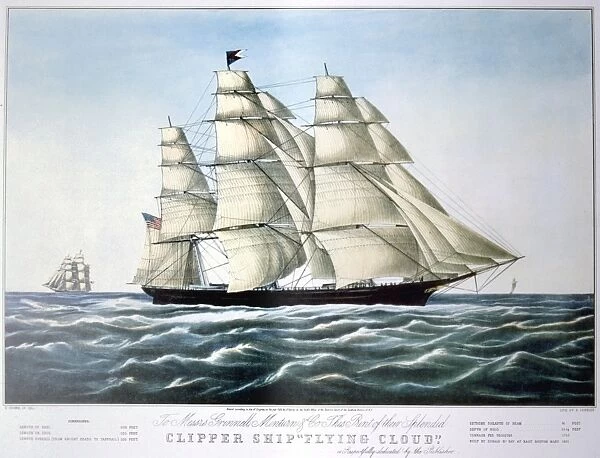 Clipper Ship Flying Cloud. Lithograph by Currier and Ives, New York, 1852