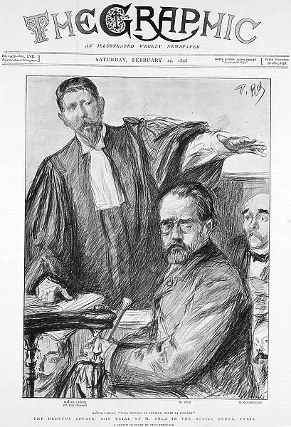 Emile Zola (1840-1902) French novelist, on trial for defamation of French military