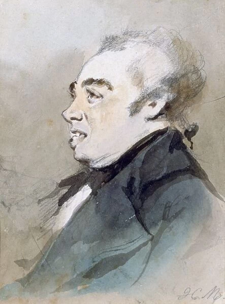 Portrait of Joseph Prudhomme. Watercolour by Henri Monnier (1805-1877) French cartoonist