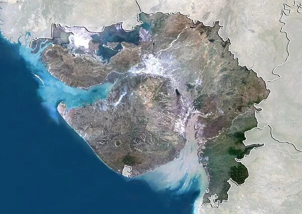 State of Gujarat, India, True Colour Satellite Image