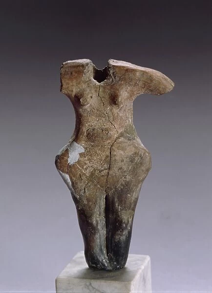Steatopygic female figure in ceramic, from Maliqi, Albania