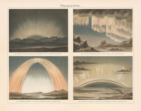 Northern lights in Europe, chromolithograph, published in 1897