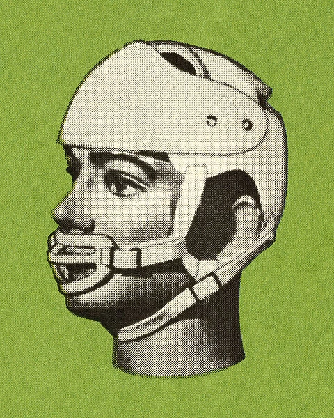 Person Wearing a Helmet and Mouth Guard