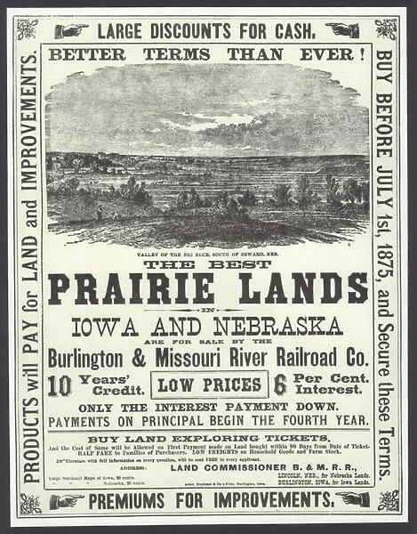 Advertisement for the Best Prairie Lands (litho)