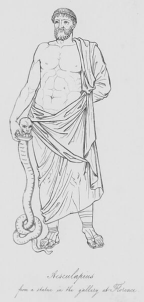 Aesculapius, from a statue in the gallery at Florence (engraving)