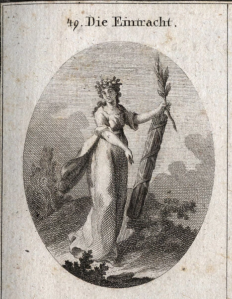 Allegory of concord represented with a crown of grenades emblem of union