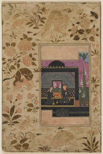 Bahram Gur and the princess in the Black Pavilion, c. 1590 (opaque watercolor, ink
