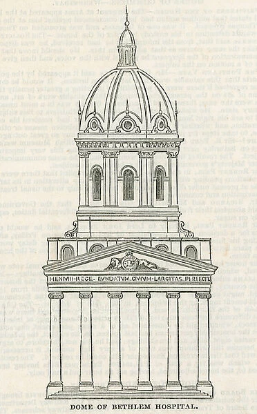 The Bethlehem Hospital. The New Dome (engraving)