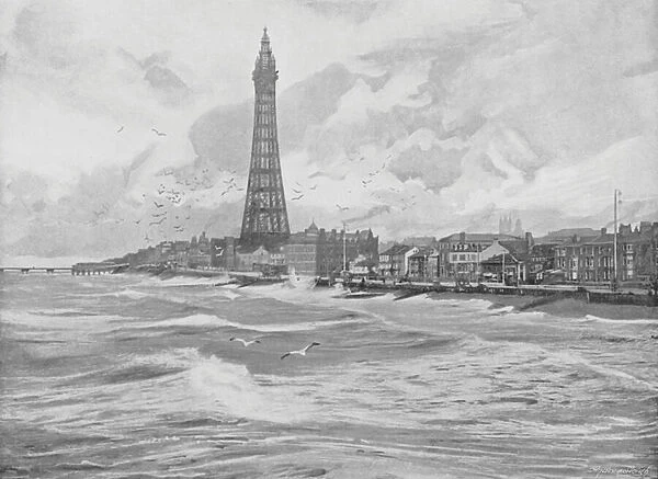Blackpool, with its Eiffel Tower (b  /  w photo)