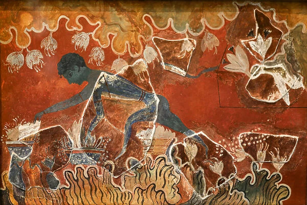 The Blue Boy or Saffron Gatherer fresco from Knossos Palace