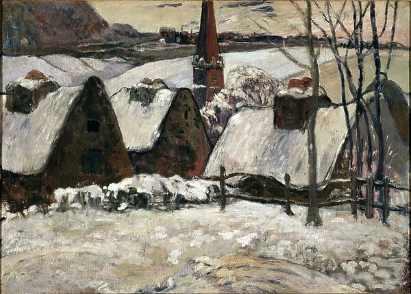 Breton village under the snow (oil on canvas, 1894)