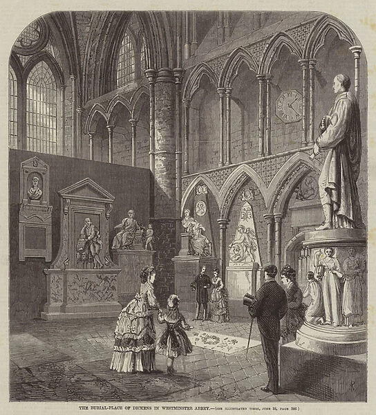 The Burial-Place of Dickens in Westminster Abbey (engraving)
