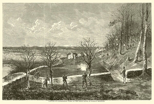 Capture of Confederate works at the White House, on Lookout Mountain, November 1863 (engraving)