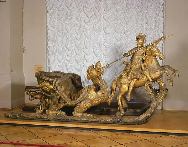 Carnival Sleigh with the figure of St George (wood & gold leaf)