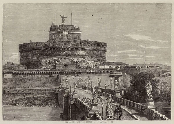 The Castle and the Bridge of St Angelo, Rome (engraving)