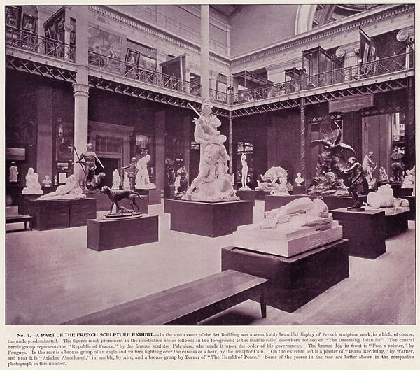 Chicago Worlds Fair, 1893: No 1, A Part of the French Sculpture Exhibit (b  /  w photo)