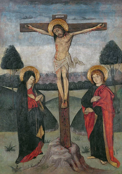 Christ on the Cross between the Virgin and St. John (tempera on panel)