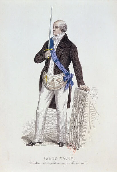Costume of a Freemason for his reception into the grade of Master, c. 1848 (engraving)