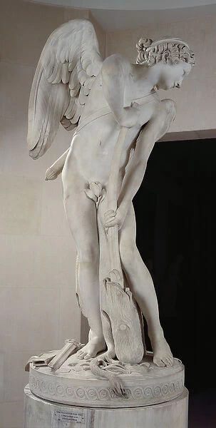Cupid Carving his Bow from the Club of Hercules, 1747-50 (marble) (see also 198452)
