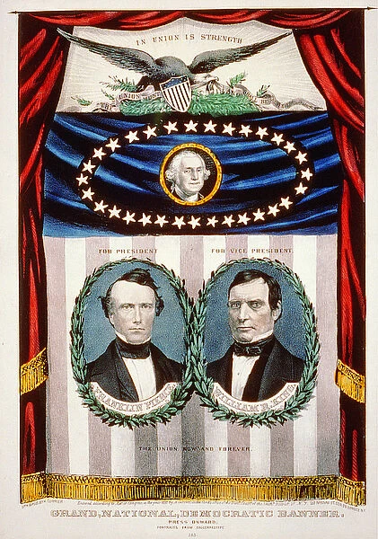 Democratic presidential campaign banner, 1852 (lithograph)