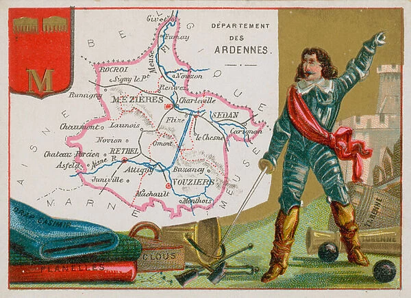 Department of Ardennes in northeast France (chromolitho)