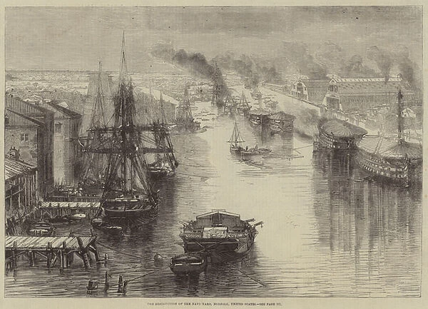The Destruction of the Navy-Yard, Norfolk, United States (engraving)