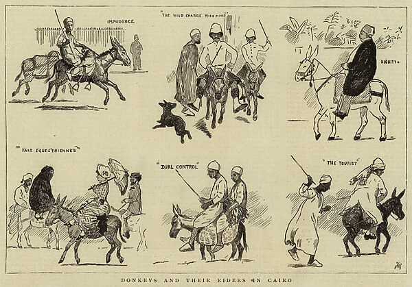 Donkeys and their Riders in Cairo (engraving)