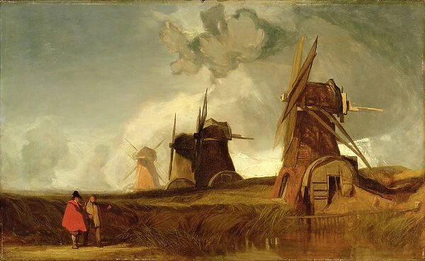 Drainage Mills in the Fens, Croyland, Lincolnshire, c. 1830-40 (oil on canvas)