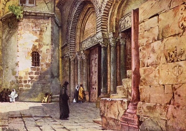 Entrance to the Church of the Holy Sepulchre (colour litho)