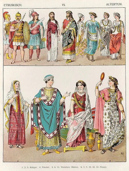 Etruscan Dress, from Trachten der Voelker, 1864 (colour litho)