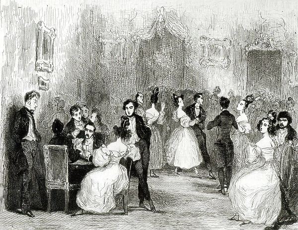 An Evening at the House of Charles Nodier (1780-1844) 1831 (w  /  c on paper) (b  /  w photo)