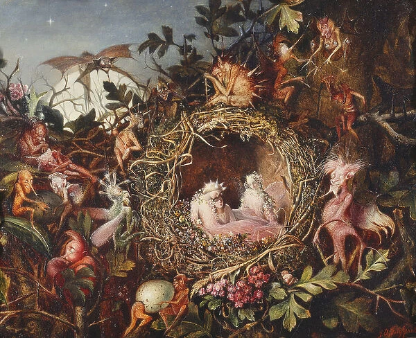 Fairies in a Birds Nest, c. 1860 (oil on canvas)