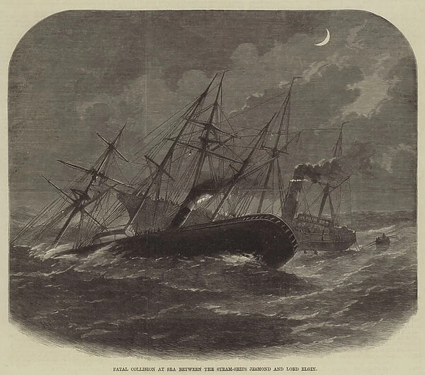 Fatal Collision at Sea between the Steam-Ships Jesmond and Lord Elgin (engraving)